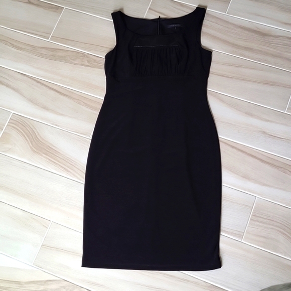 David Meister Black Empire fitted Dress w/ faux leather detail - Picture 7 of 16